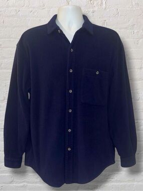 Eddie Bauer Polartec Fleece Shirt Jacket Men’s Small – Navy Button Front
